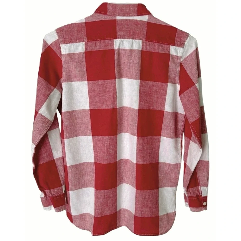 Gap Kids XXL 14-16 Red White Plaid Linen Cotton Button Up Shirt SAME DAY SHIP